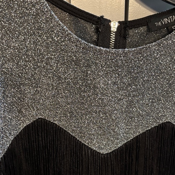 The Vintage Shop Black and Silver Fringe Dress Flapper! Sz sm - Picture 4 of 6